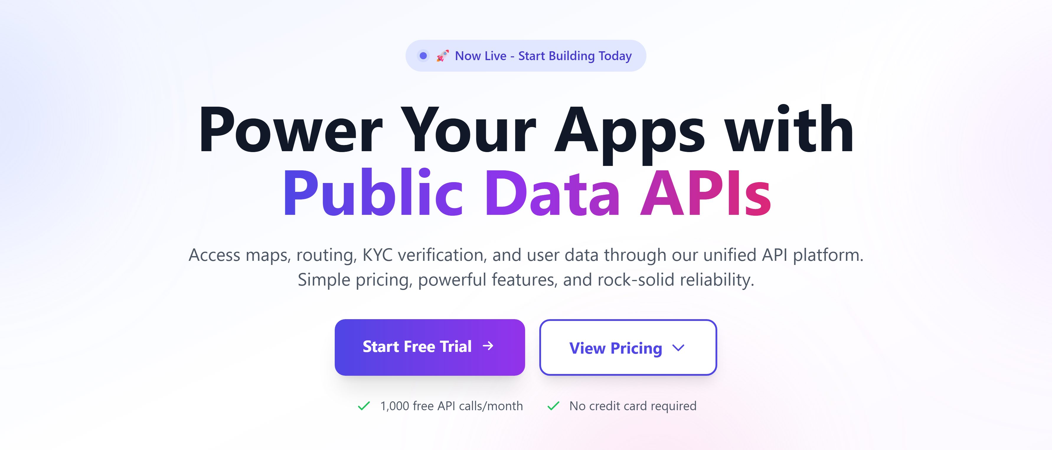The DataFabric site: access maps, routing, KYC verification and user data through one API platform.